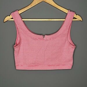VTG 80s 90s Y2K LA Movers Womens Tank Crop Top Pink White Striped Size XL‎